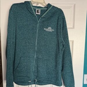 IEdesigned Teal Zip-Up Hooded Jacket with Solvang California Logo